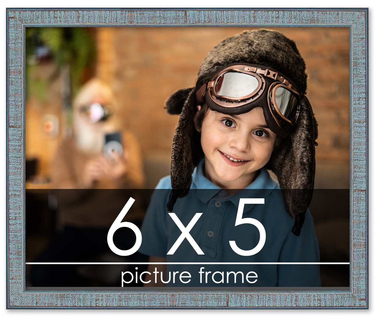 Photo Size Textured Blue Picture Frame - UV Acrylic, Foam Board Backing, Hanging Hardware